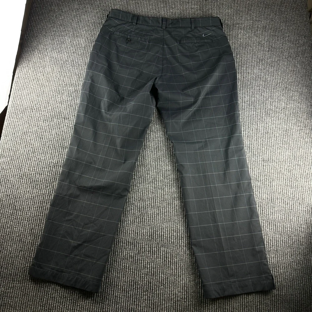 Nike Golf Tour Performance Dri-FIT Plaid Pants Mens 38x32 Dark Grey Windowpane